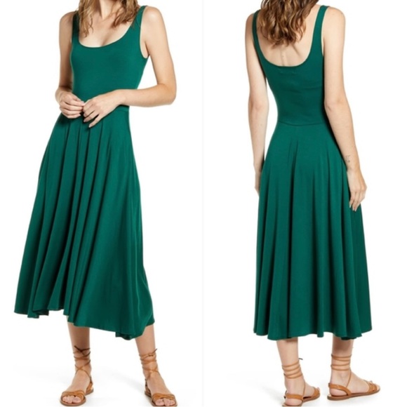 Reformation Dresses Reformation Emerald Green Rou Stretch Knit Midi